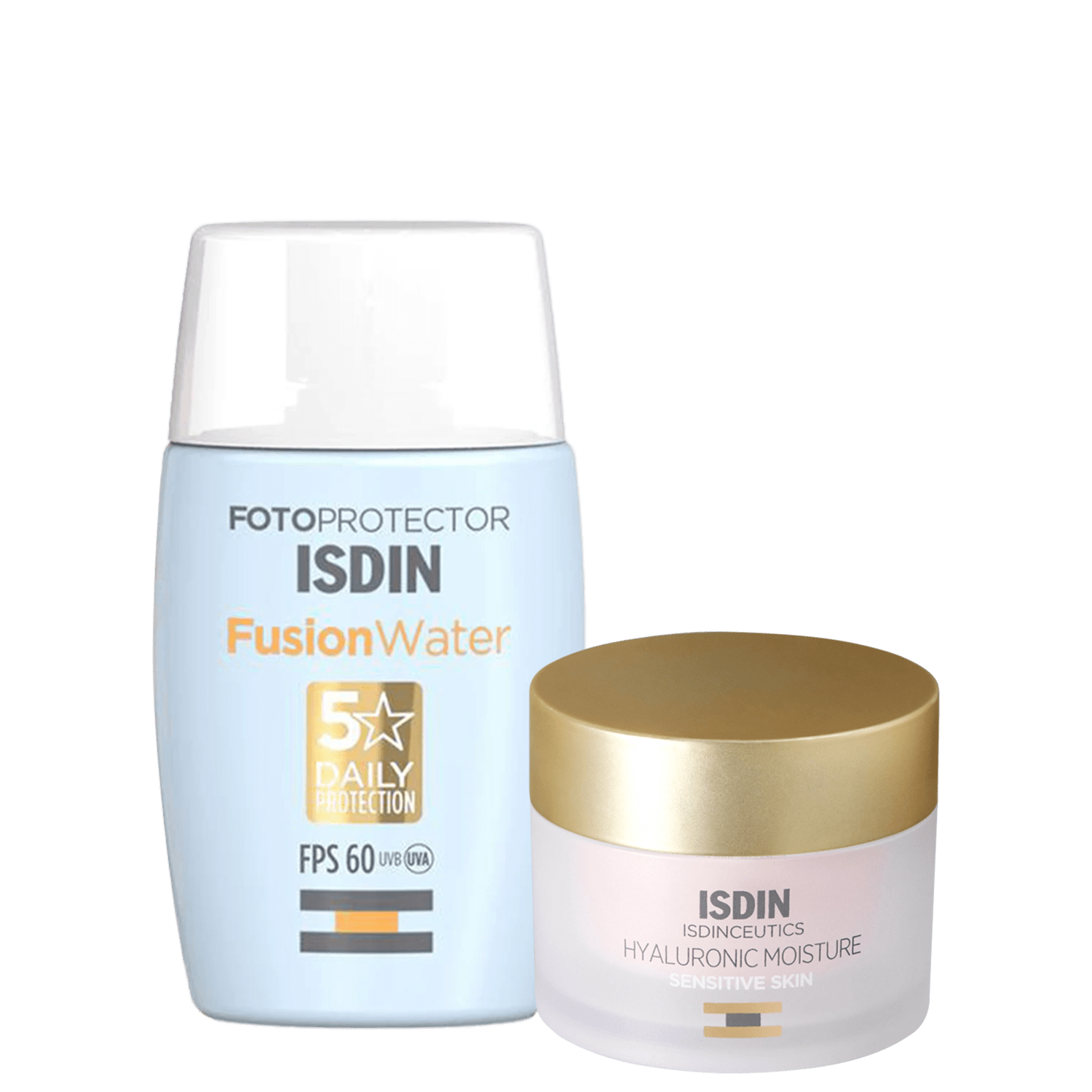 Kit ISDIN Fotoprotector Fusion Water FPS 60 ISDINCEUTICS Hyaluronic Moisture Sensitive Skin 2 Produtos