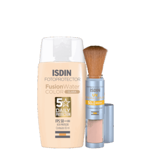 Kit ISDIN Fusion Water 5 Stars Color Clara UV Brush Mineral 2 Produtos