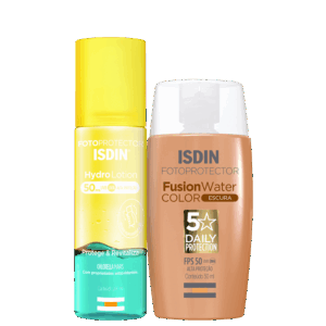 Kit ISDIN Fusion Water 5 Stars Color Escura HydroLotion 2 Produtos