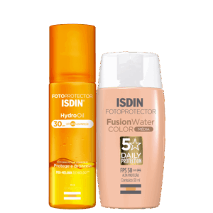 Kit ISDIN Fusion Water 5 Stars Color Médio HydroOil 2 Produtos