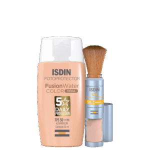 Kit ISDIN Fusion Water 5 Stars Color Médio UV Brush Mineral 2 Produtos