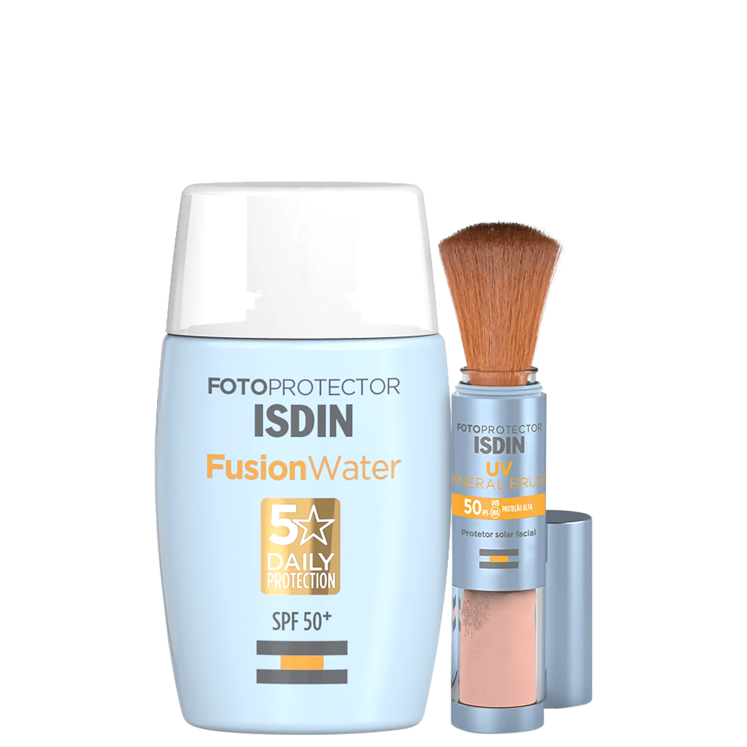 Kit ISDIN UV Brush Mineral Fusion Water 2 Produtos