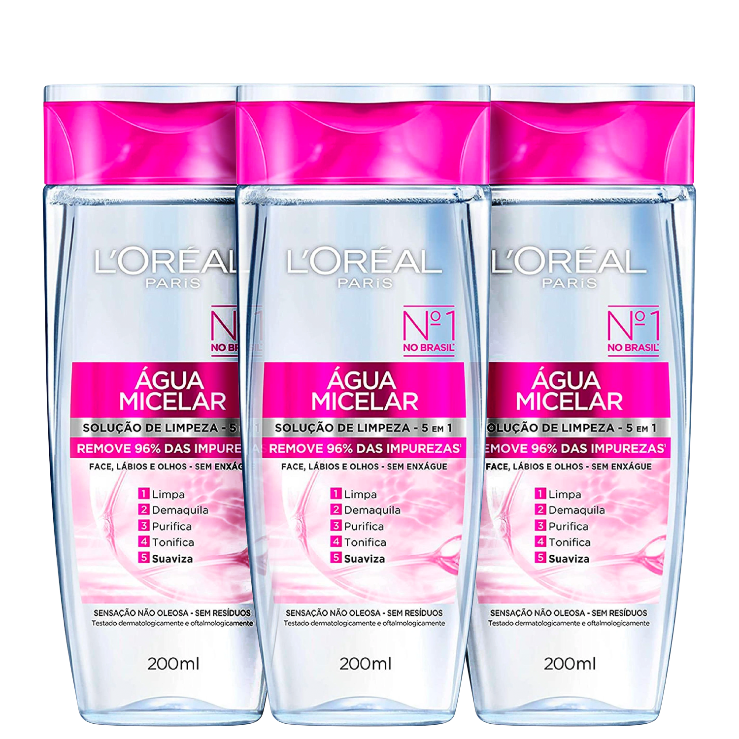 Kit L’Oréal Paris Dermo Expertise Água Micelar 5 em 1 Água Demaquilante 3x200ml