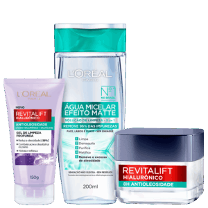 Kit L’Oréal Paris Limpeza e Hidratação Antioleosidade 3 Produtos Kit L’Oréal Paris Limpeza e Hidratação Antioleosidade 3 Produtos
