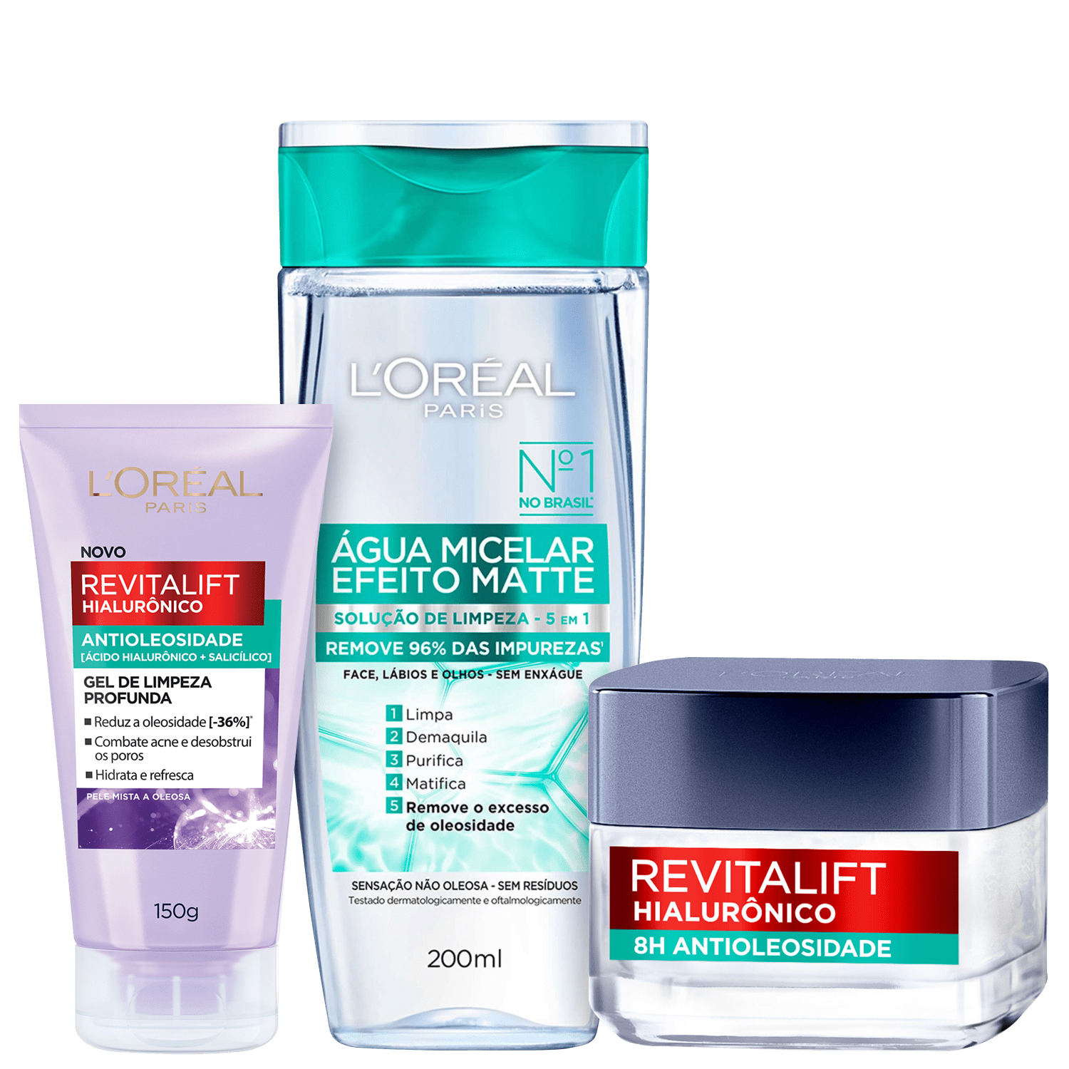 Kit L’Oréal Paris Limpeza e Hidratação Antioleosidade 3 Produtos