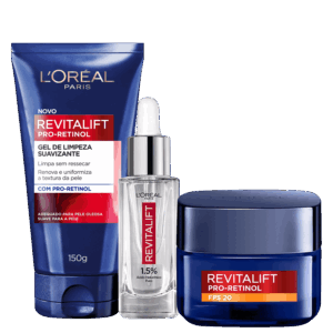 Kit L’Oréal Paris Revitalift Hialurônico Pro Retinol 3 Produtos Kit L’Oréal Paris Revitalift Hialurônico Pro Retinol 3 Produtos
