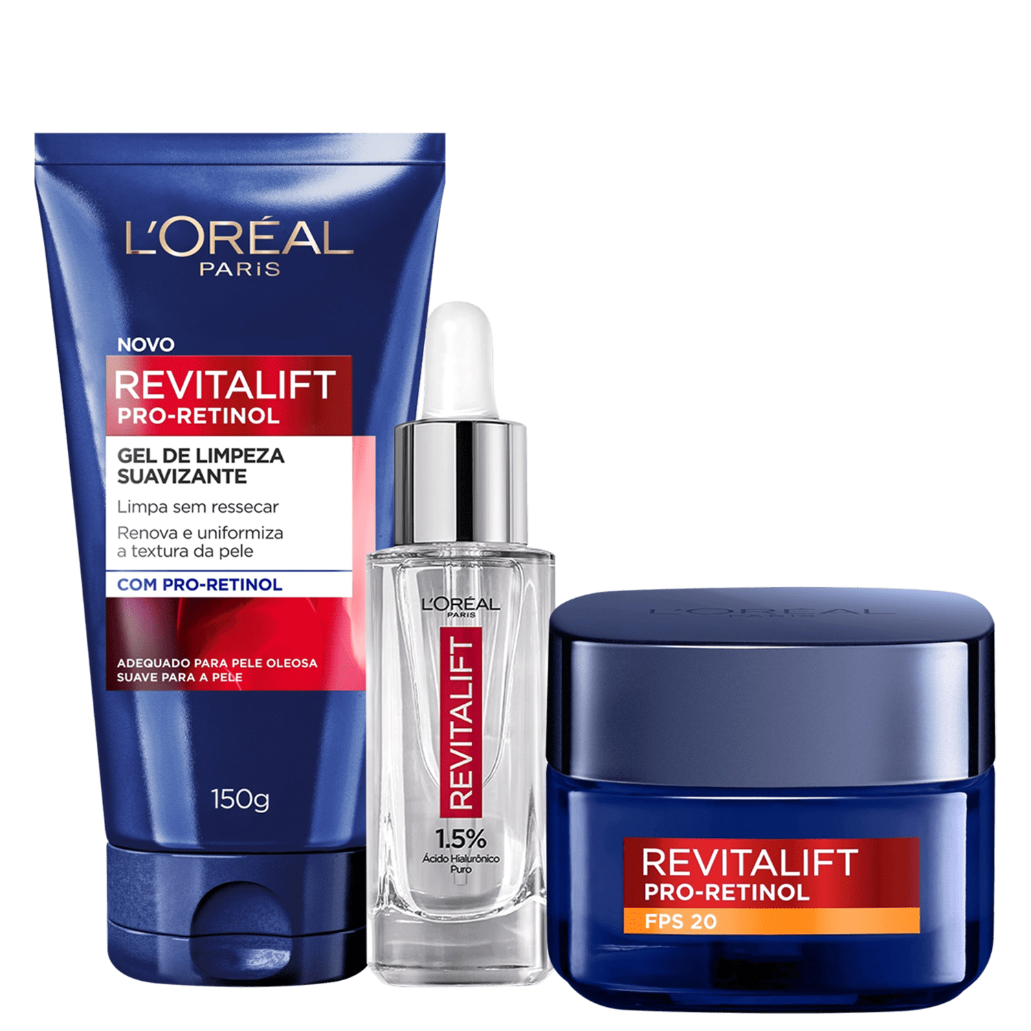 Kit L’Oréal Paris Revitalift Hialurônico Pro Retinol 3 Produtos