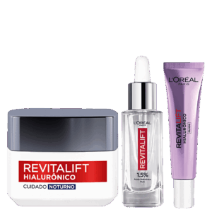 Kit L’Oréal Paris Revitalift Hialurônico Redutor de Linhas 3 Produtos Kit L’Oréal Paris Revitalift Hialurônico Redutor de Linhas 3 Produtos