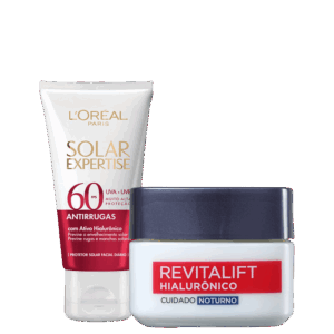 Kit L’Oréal Paris Revitalift Hialurônico Solar Expertise Antirrugas FPS60 2 Produtos Kit L’Oréal Paris Revitalift Hialurônico Solar Expertise Antirrugas FPS60 2 Produtos