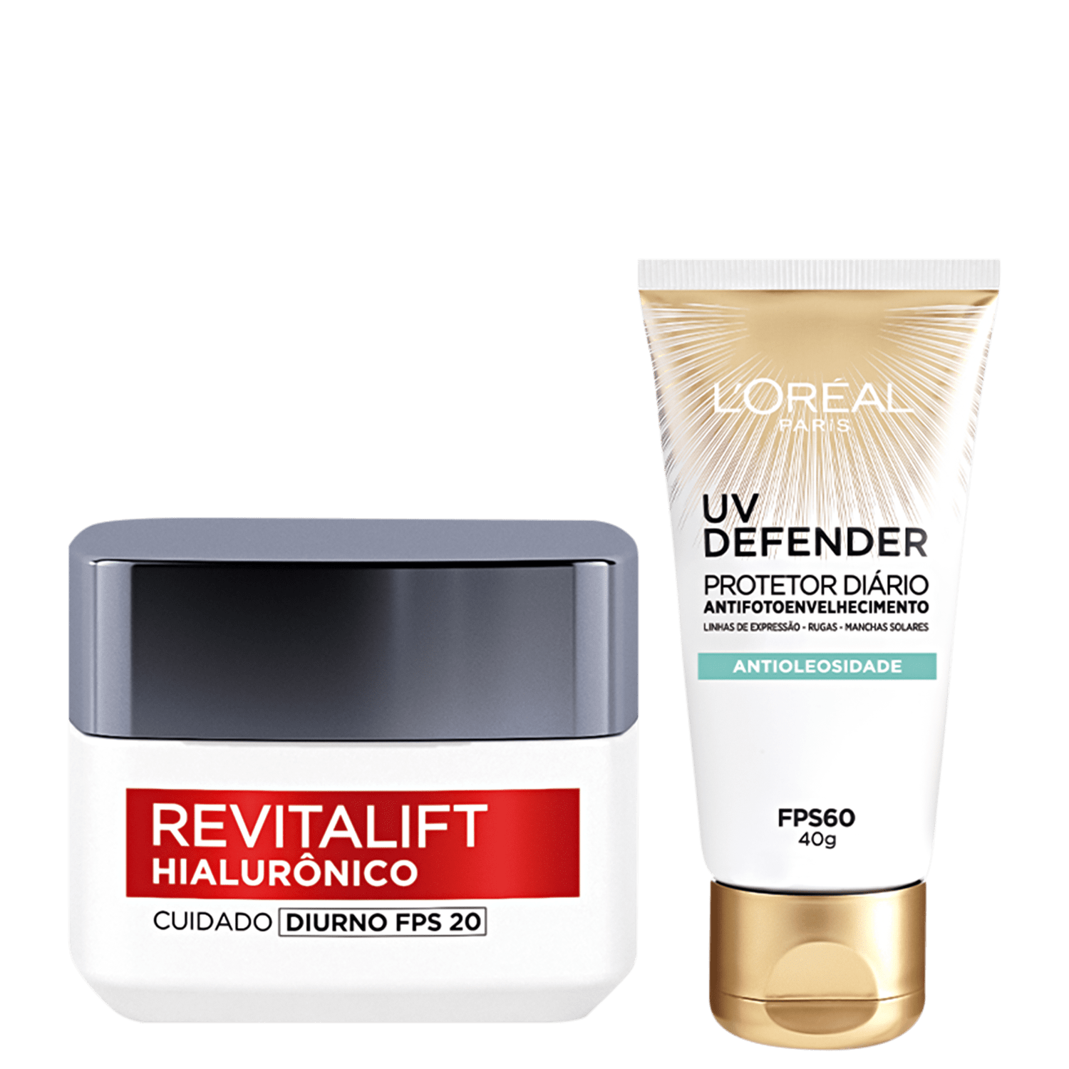 Kit L’Oréal Paris UV Defender & Hialurônico 2 Produtos