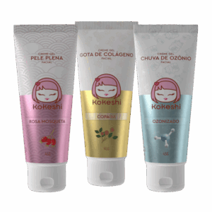 Kit Linha Ozônio Kokeshi com 3 Unidades Óleo de Girassol Kit Linha Ozônio Kokeshi com 3 Unidades Óleo de Girassol