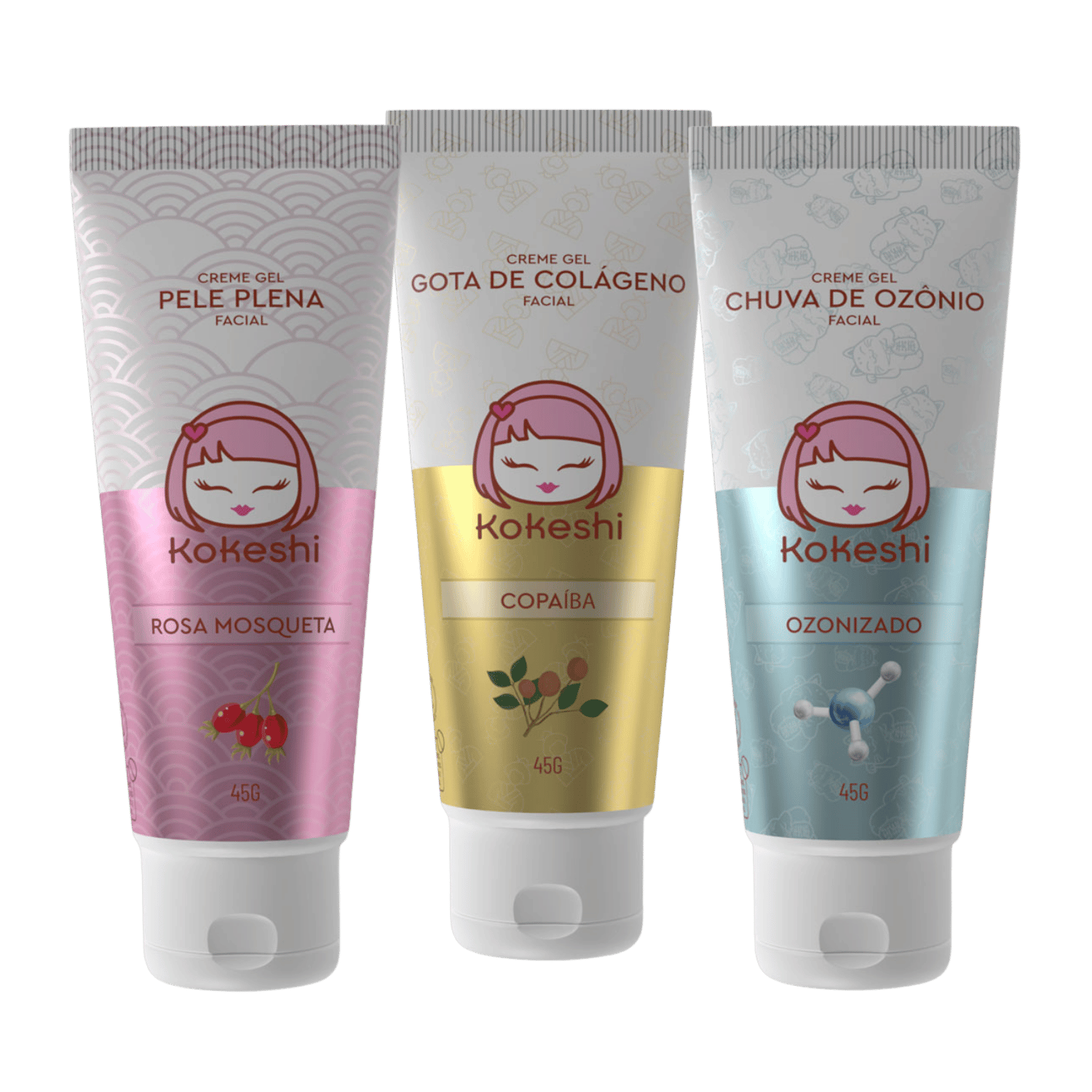 Kit Linha Ozônio Kokeshi com 3 Unidades Óleo de Girassol