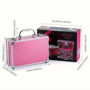 Kit Maquiagem Rosa Sombra Batom Blush Gloss Lápis Glitter Pincel 56 Peças