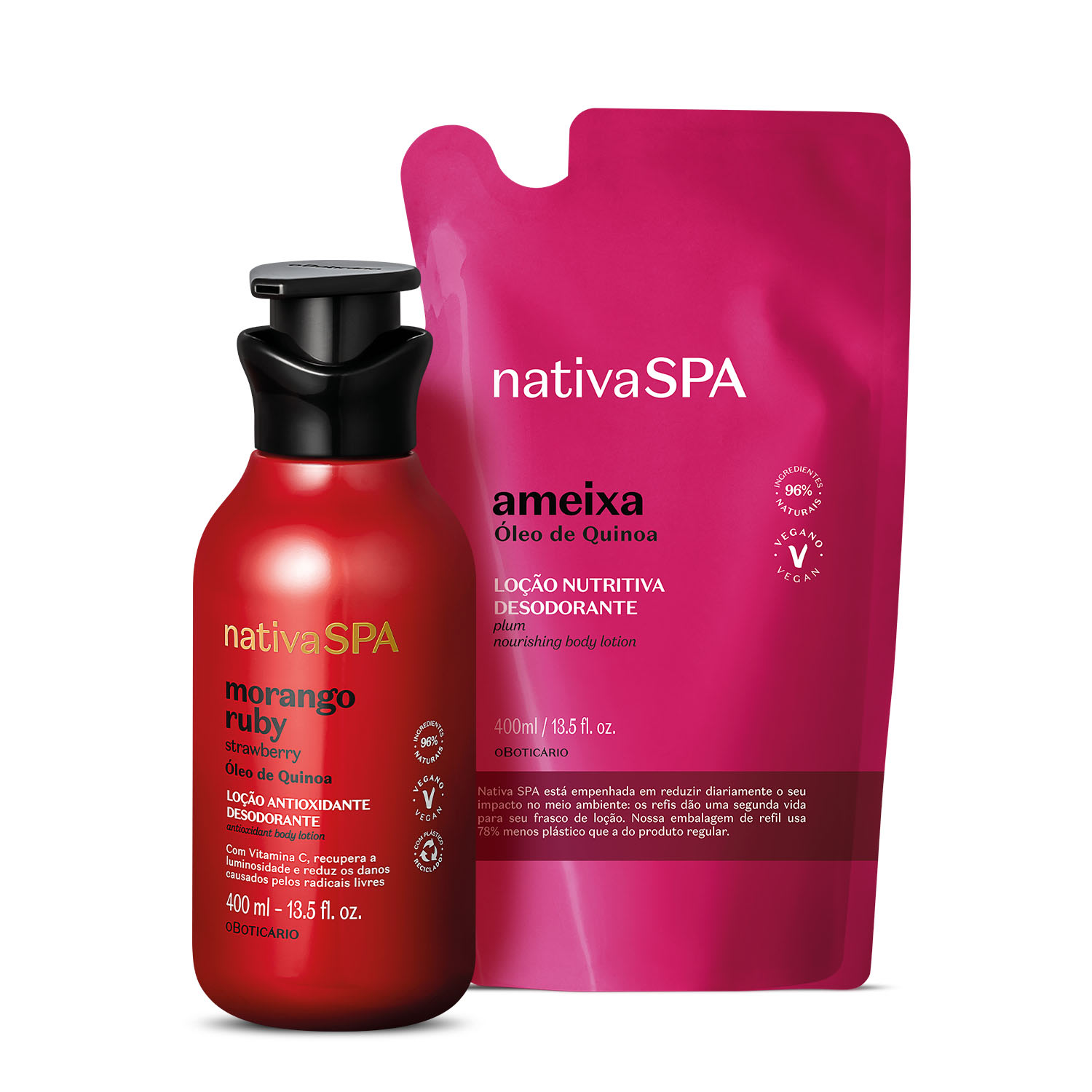 Kit O Boticário Nativa SPA Morango Ruby e Ameixa 2 Produtos