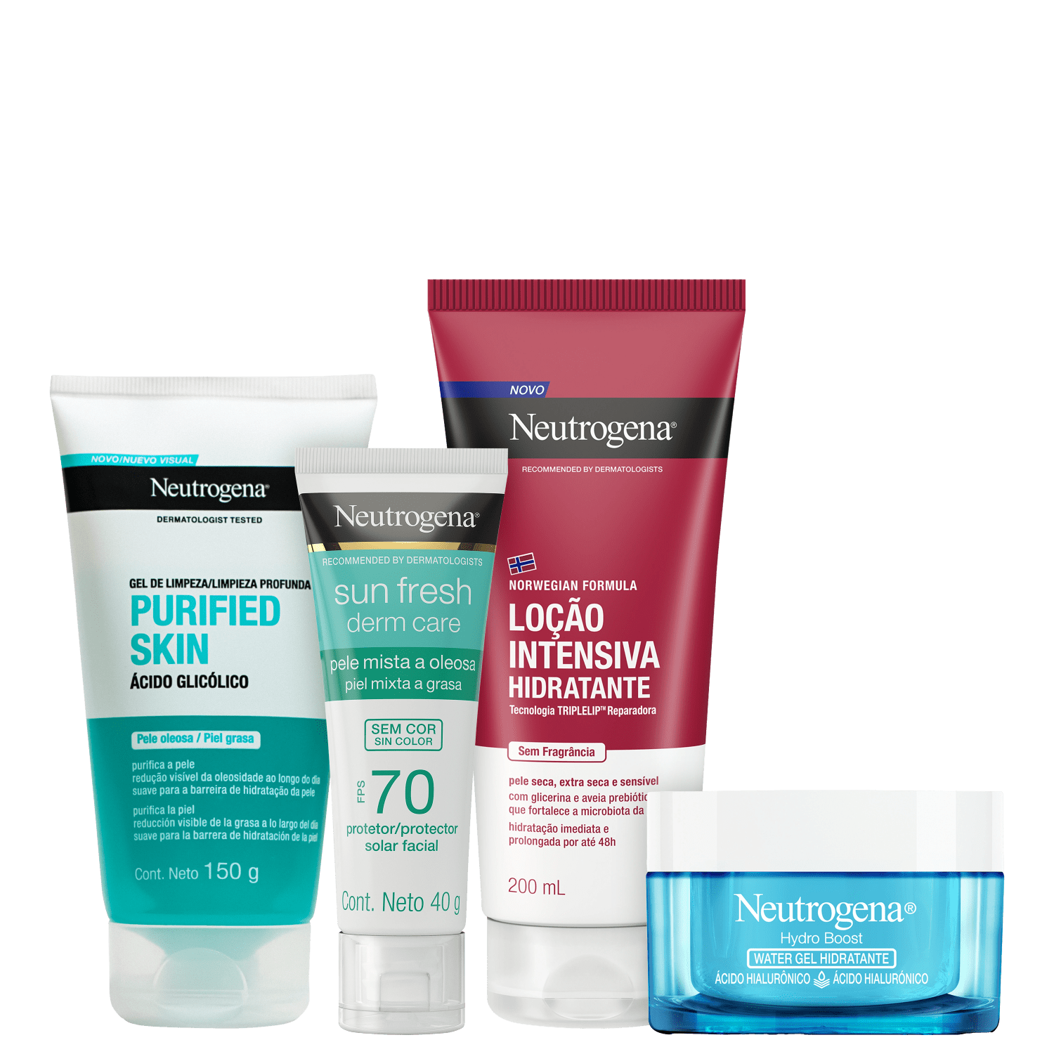 Kit Neutrogena Limpeza Proteção Hidratação 4 Produtos