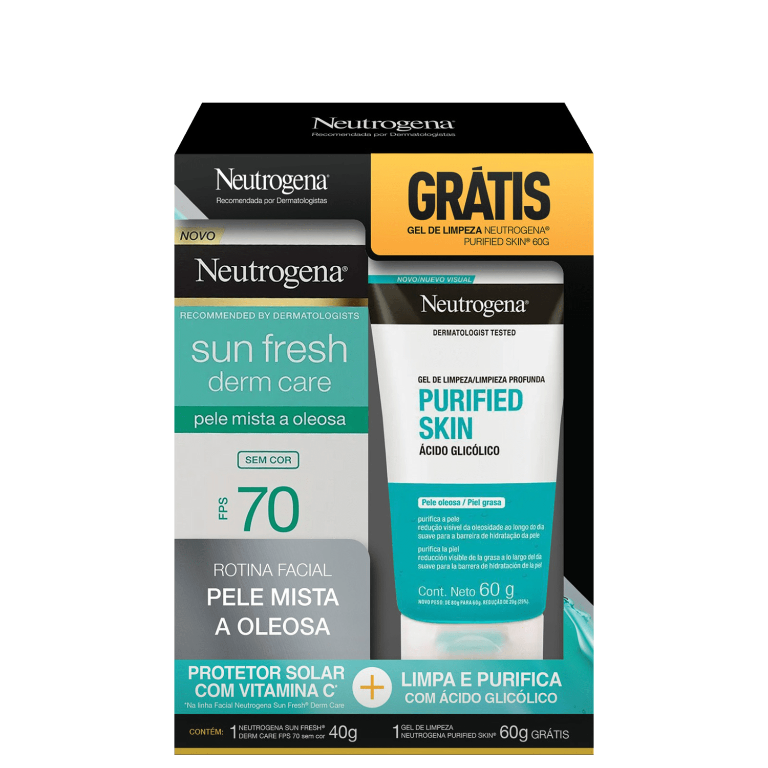 Kit Neutrogena Sun Fresh Purified Skin 2 Produtos