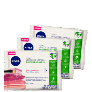 Kit NIVEA Ação Hidratante 3 em 1 3 x 25 Unidades