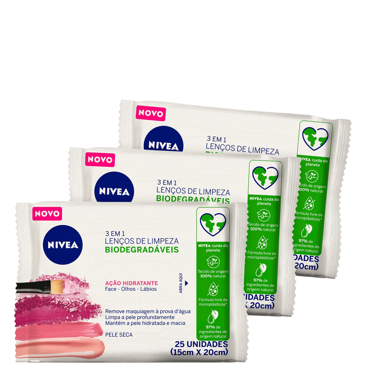 Kit NIVEA Ação Hidratante 3 em 1 3 x 25 Unidades