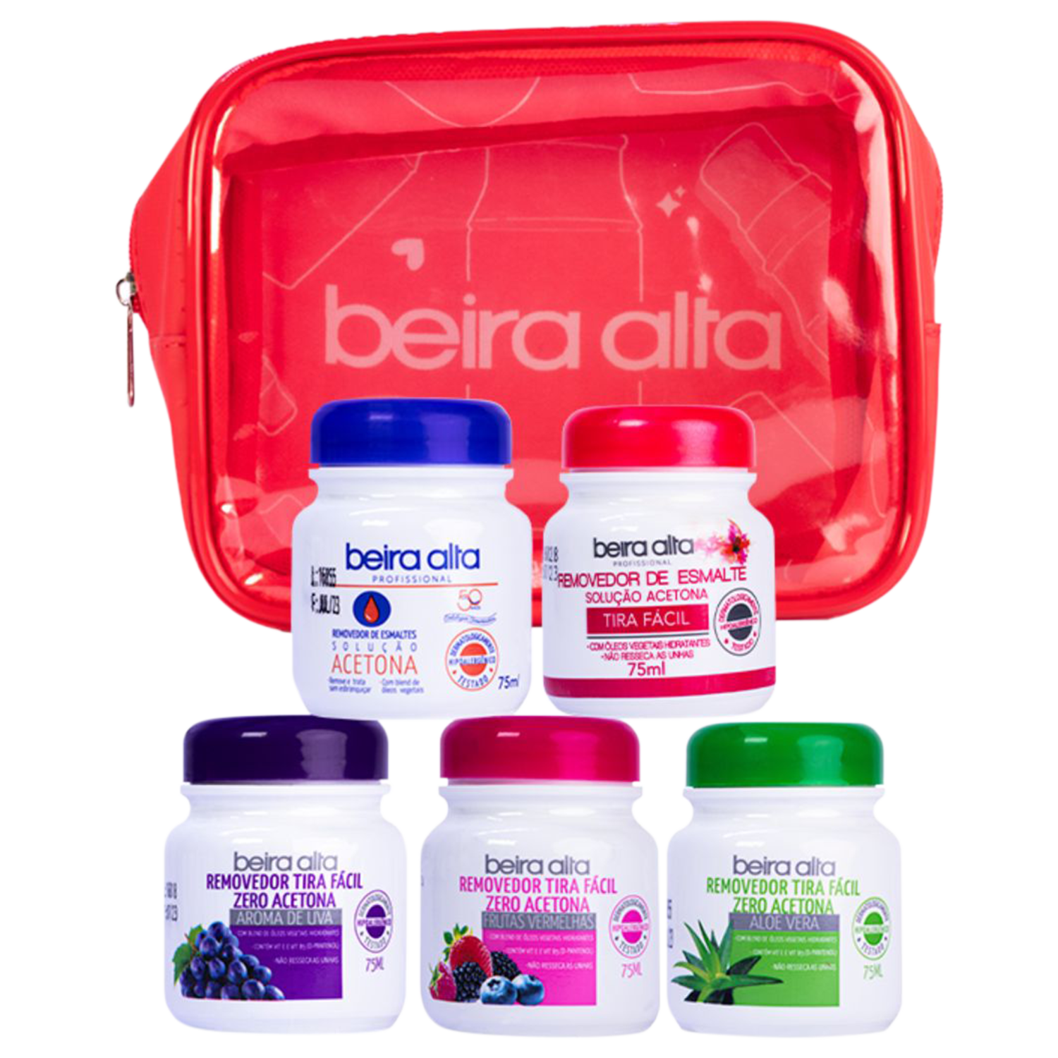 Kit Removedor de Esmalte Beira Alta Tira Fácil Paixão 5 Removedores 75ml