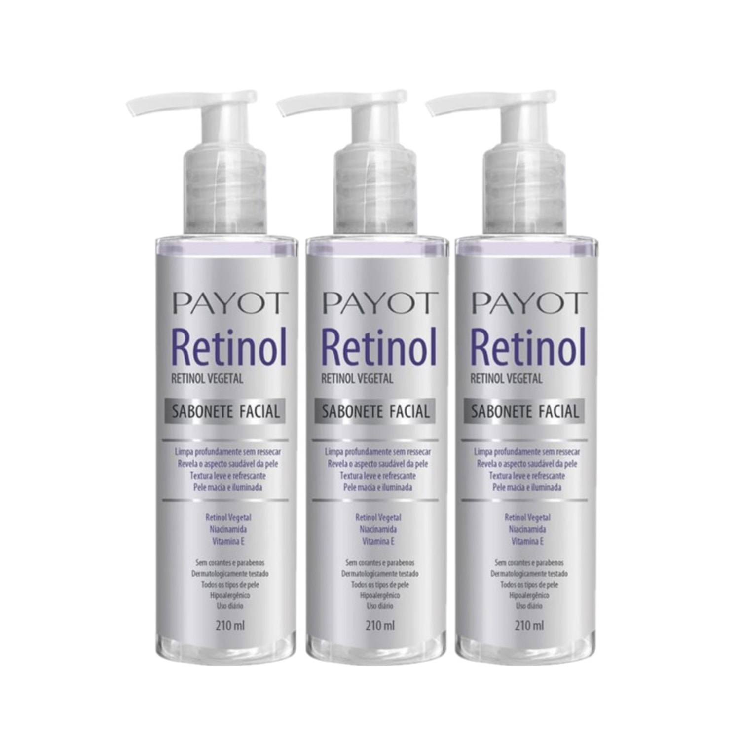 Kit Sabonete Líquido Facial Payot Retinol 210ml 3 unidades
