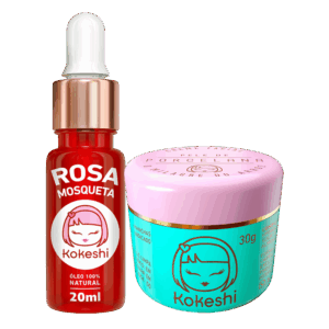 Kit Pele de Porcelana Óleo de Rosa Mosqueta 100% Puro Kokeshi