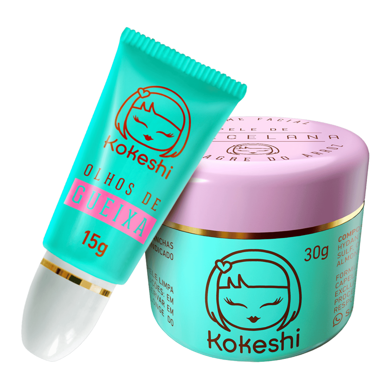 Kit Renovadores Faciais Kokeshi Pele Porcelana Olhos Gueixa
