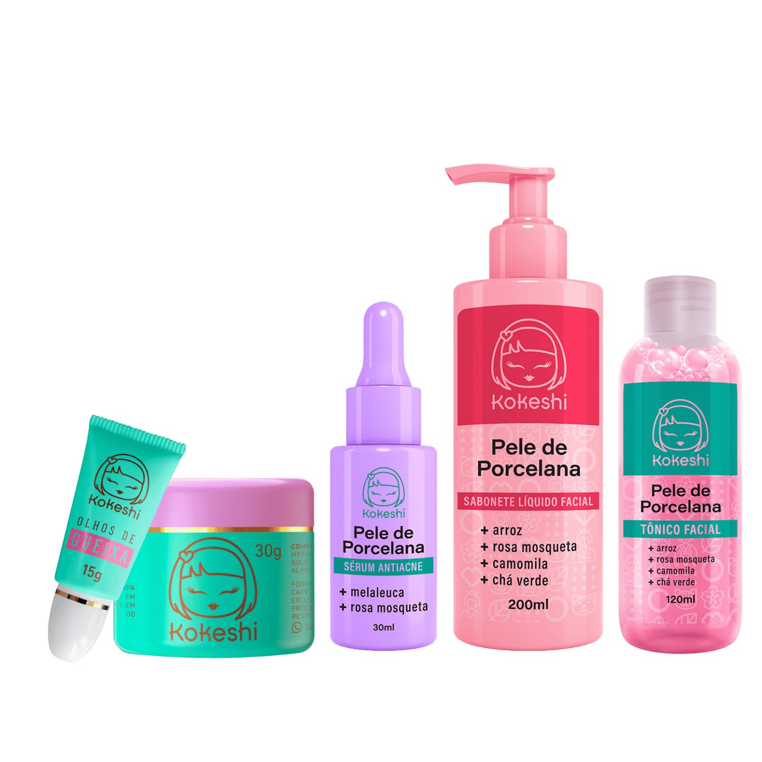 Kit Rotina Skin Care Pele de Porcelana Kokeshi Sérum Antiacne