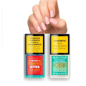 Kit Base Fortalecedora Top Beauty Fermento Ativa Concreto para Unhas 2 Produtos