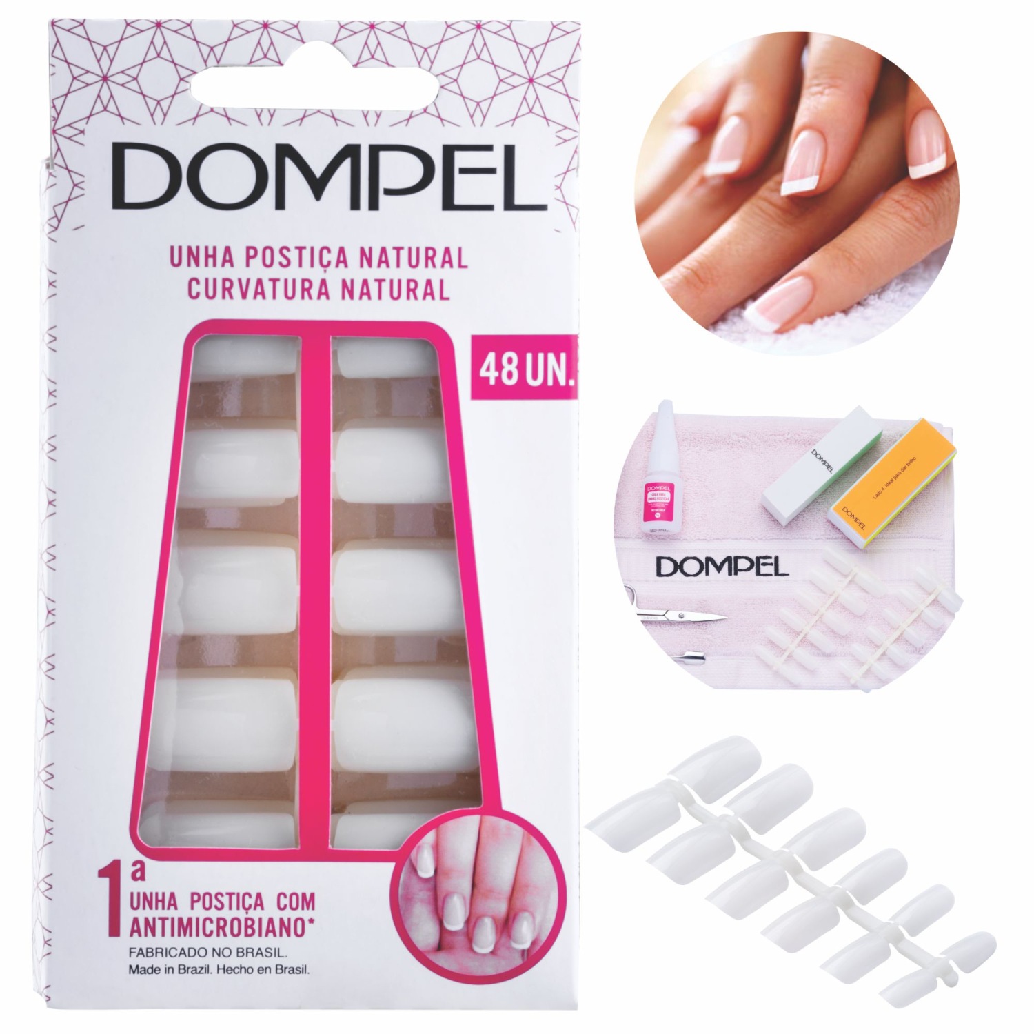 Kit Unhas Postiças Tips Curva Alongamento Unhas 48 Unidades