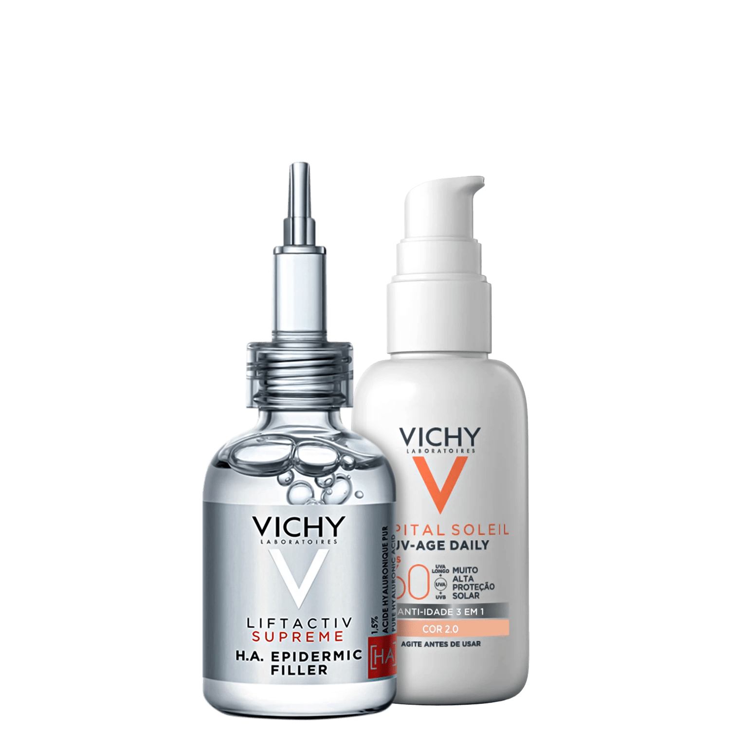 Kit Vichy Liftactiv Supreme H.A. Epidermic Filler & UV-Age Daily Cor 2,0 FPS 60 2 Produtos