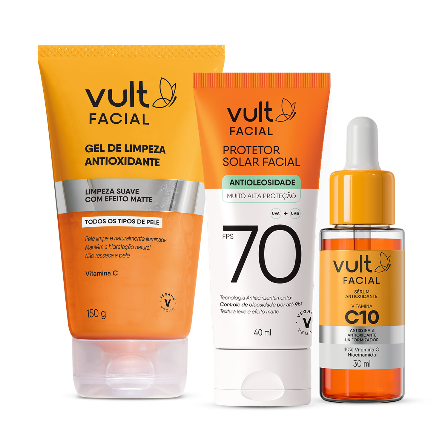 Kit Vult Facial Antioxidante Vitamina C 3 Produtos