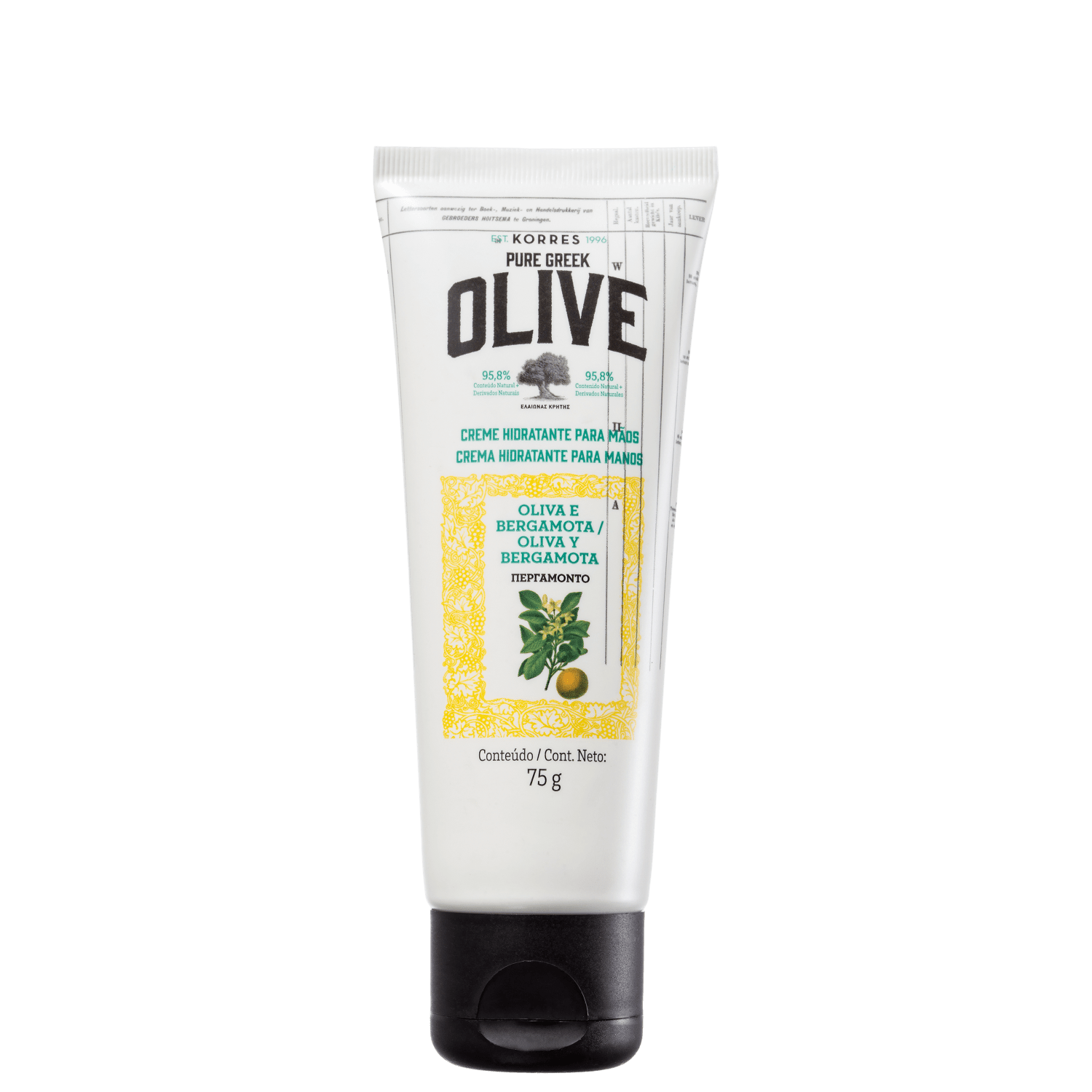 Creme para Mãos Korres Pure Greek Olive Oliva e Bergamota 75ml