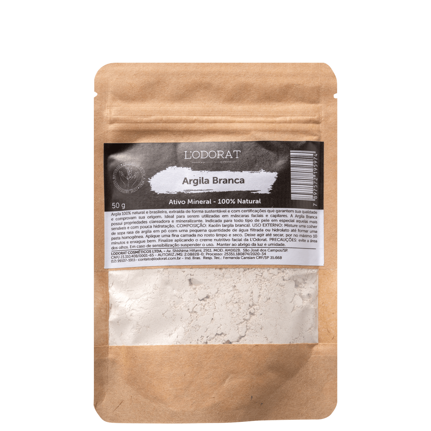 Máscara Facial L’ODORAT Argila Branca 50g