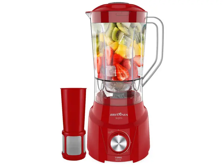 Liquidificador Britânia Turbo BLQ970V Vermelho com Filtro 4 Velocidades 900W