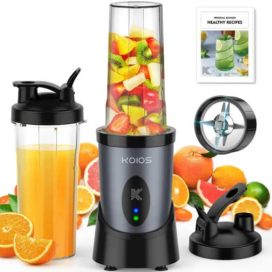 Liquidificador de Smoothie KOIOS para Batidos Cinza Azul 900W com 2 Xícaras de 650ml
