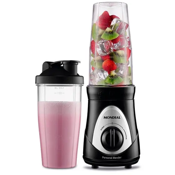Liquidificador Mondial Personal Blender DG-01 San Cristal Preto Prata