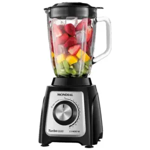 Liquidificador Mondial Turbo Glass L-1400GI Jarra de Vidro Preto Inox 1400W