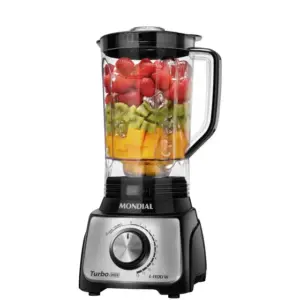 Liquidificador Mondial Turbo Inox L-1100 BI Preto com Filtro 12 Velocidades 1100W