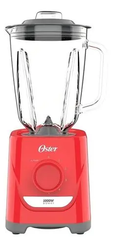 Liquidificador Oster Power Jarra de Vidro Lâminas Inox Vermelho 127v 1,7L