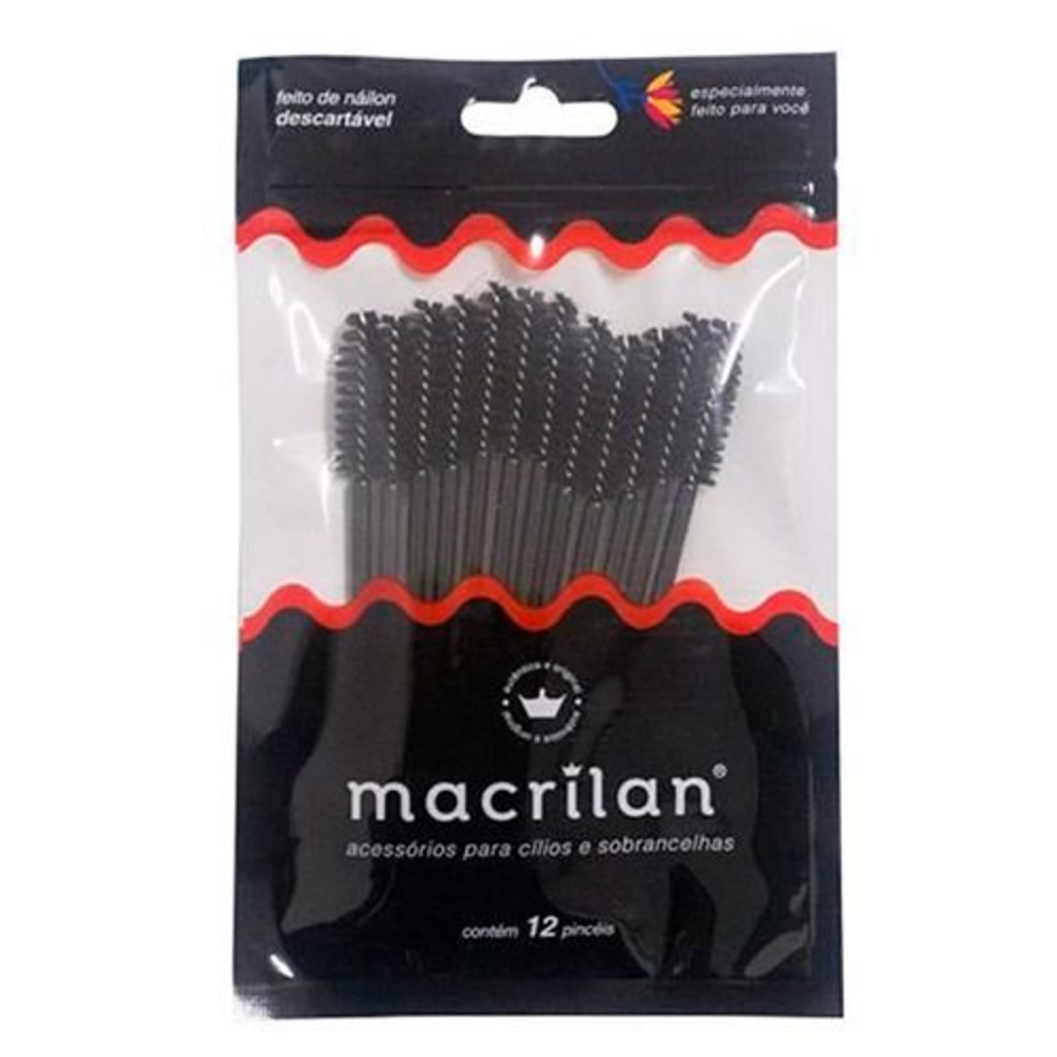 Escovas Macrilan EJ302 para Cílios e Sobrancelhas 12 Unidades