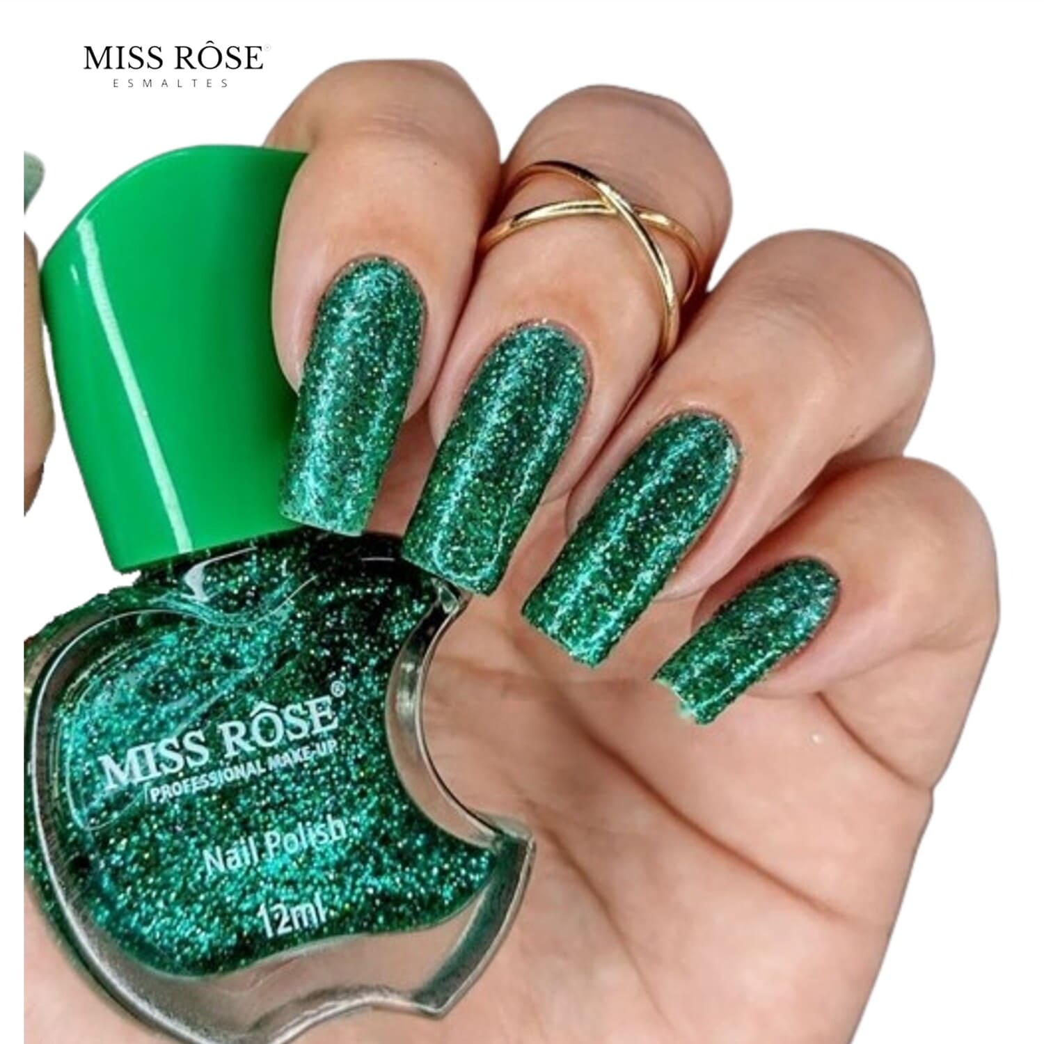 Esmalte Glitter Miss Rôse Cor A513 12ml