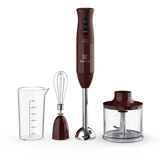 Mixer de Mão 3 em 1 Electrolux Tecnologia TruFlow Vermelho com Haste Inox 600W EIB21