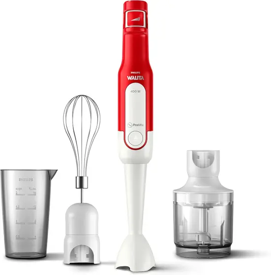 Mixer de Mão 3 em 1 Philips Walita Pro Mix Branco e Vermelho 400W 110V RI2622
