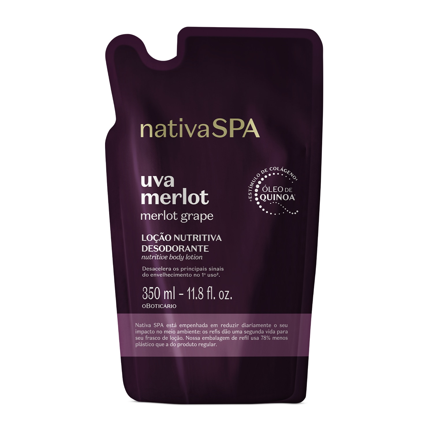 Refil Loção Corporal Nativa Spa O Boticário Uva Merlot Nutritiva Desodorante 350ml