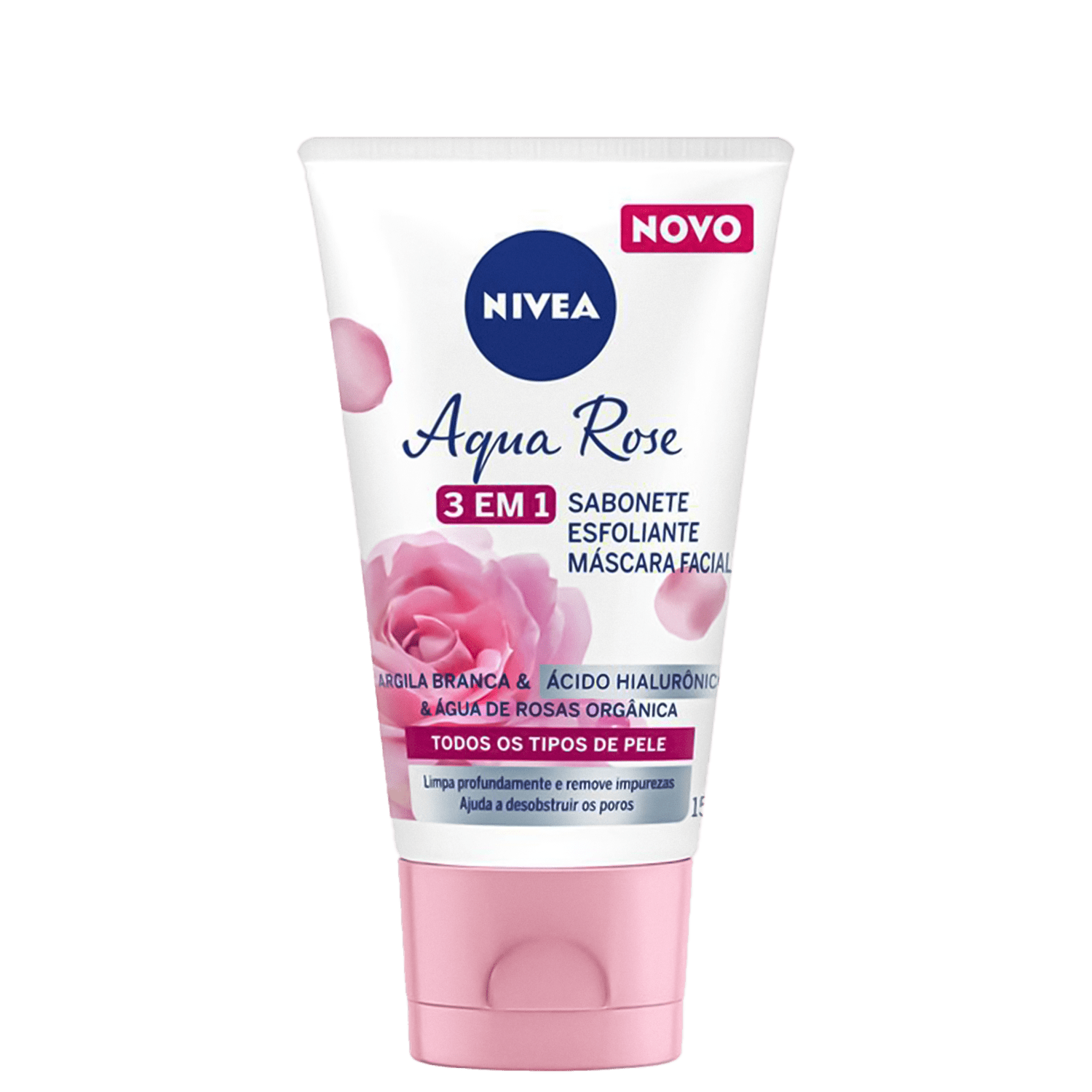 Sabonete Esfoliante Máscara Facial NIVEA Aqua Rose 3 em 1 150ml