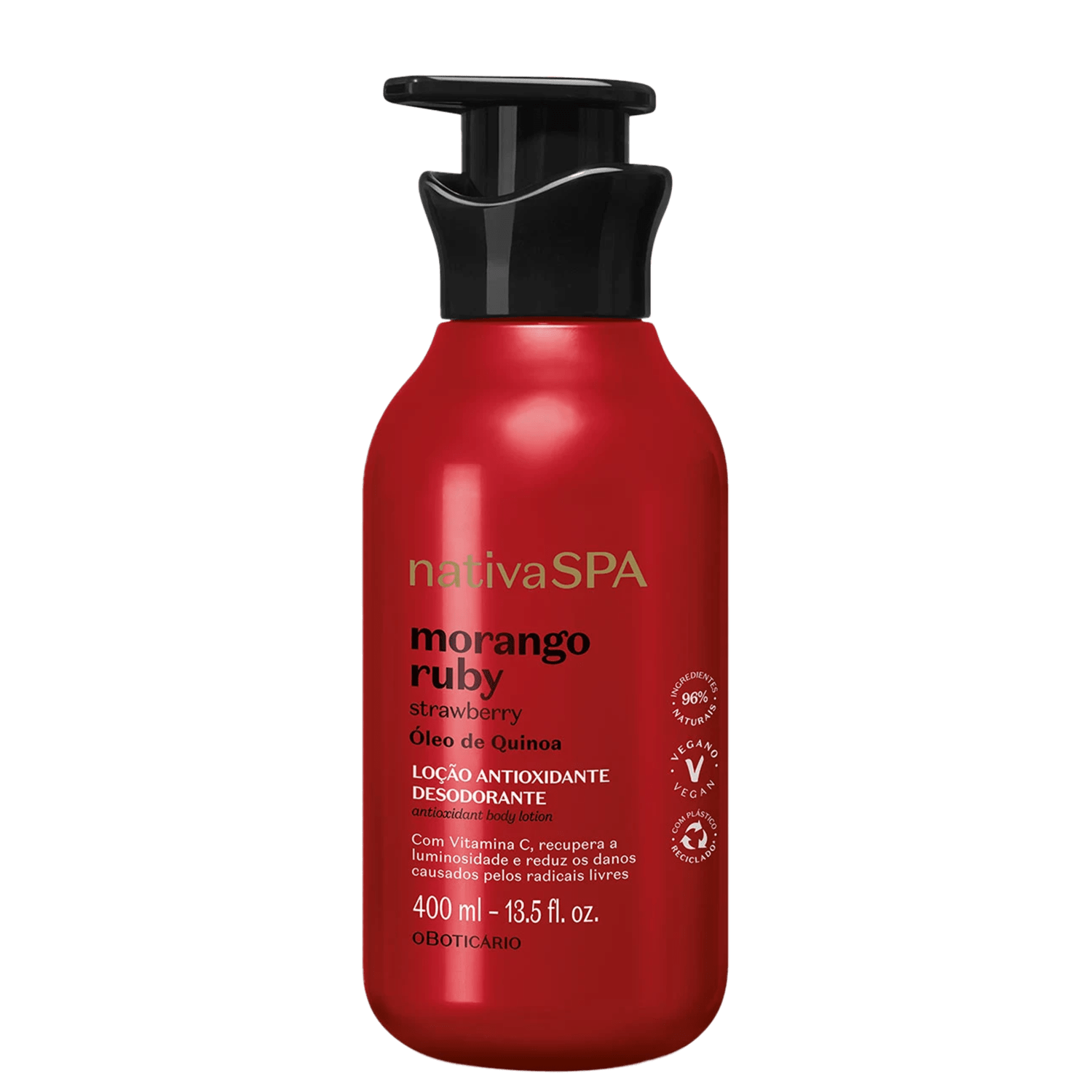 Loção Corporal O Boticário Nativa SPA Morango Ruby Antioxidante Desodorante 400ml