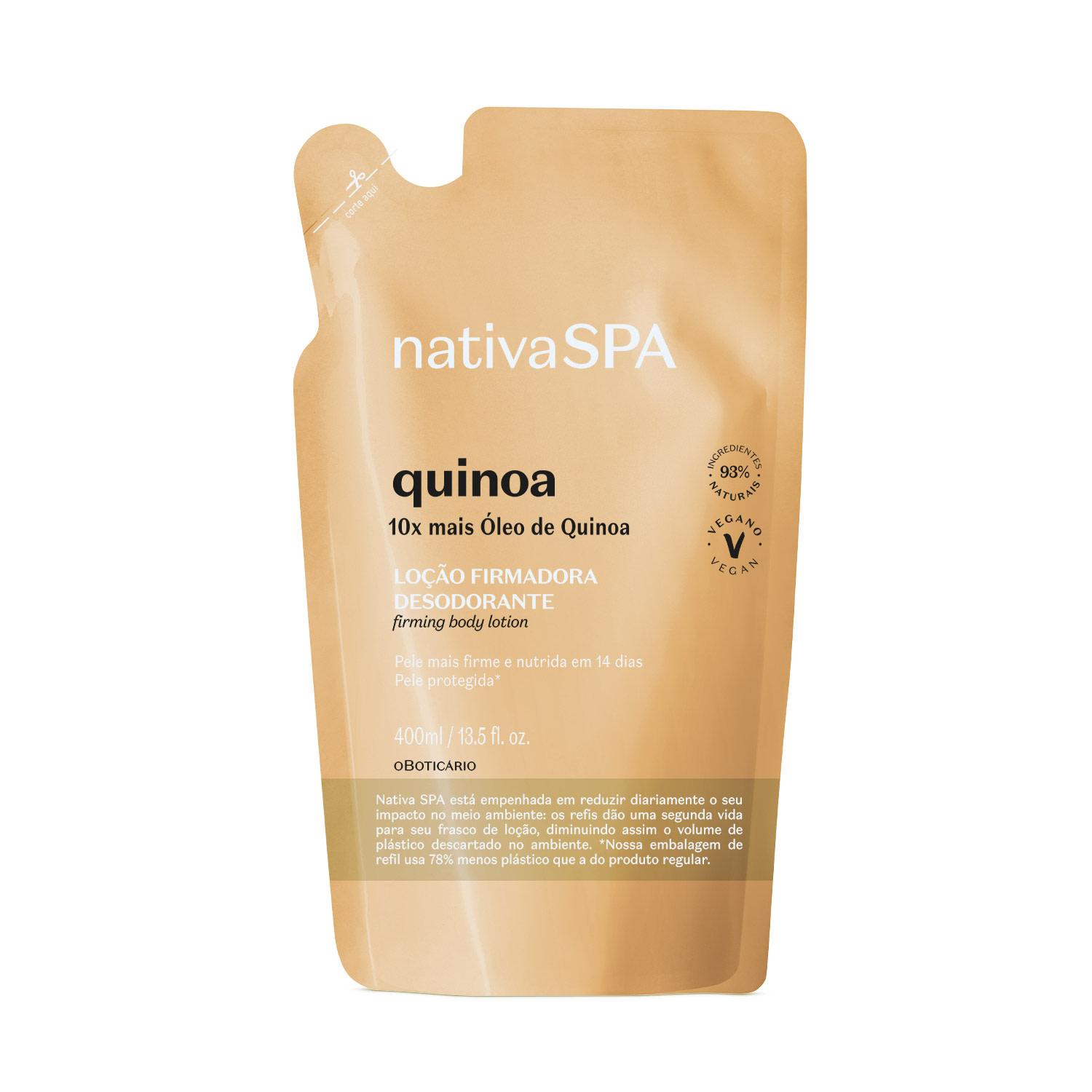 Refil Loção Corporal O Boticário Nativa SPA Quinoa Nutritiva Desodorante 400ml