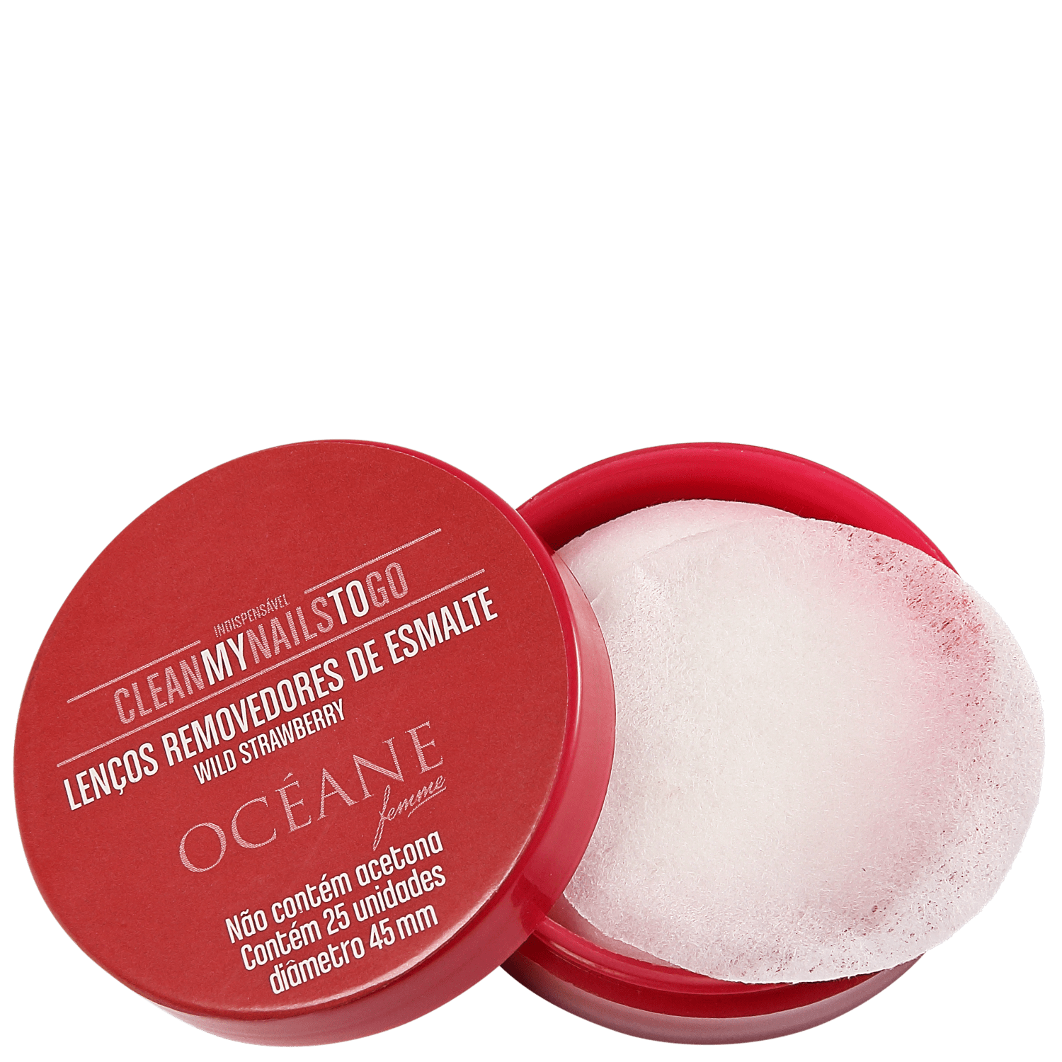 Lenço Removedor de Esmalte Océane Clean My Nails To Go Wild Strawberry 25 unidades