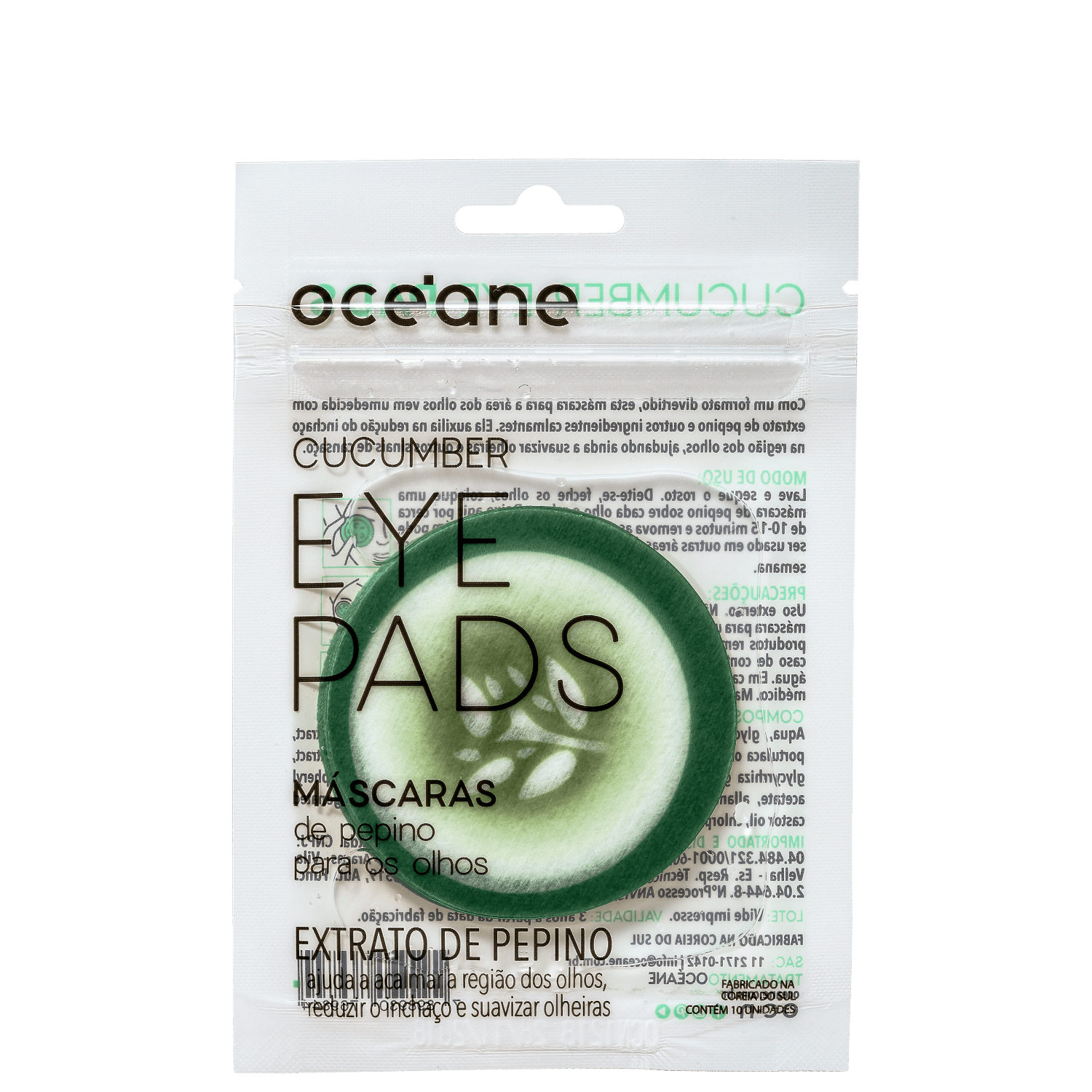 Máscara para Área dos Olhos Océane Cucumber Eye Pads 10 unidades