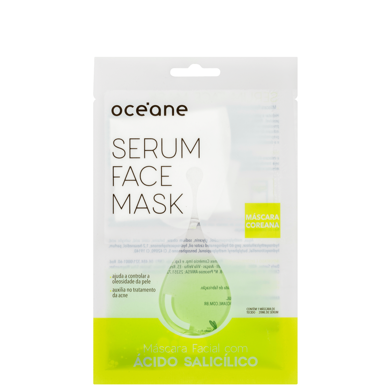 Máscara Facial Océane Serum Face Mask Ácido Salicílico 20ml